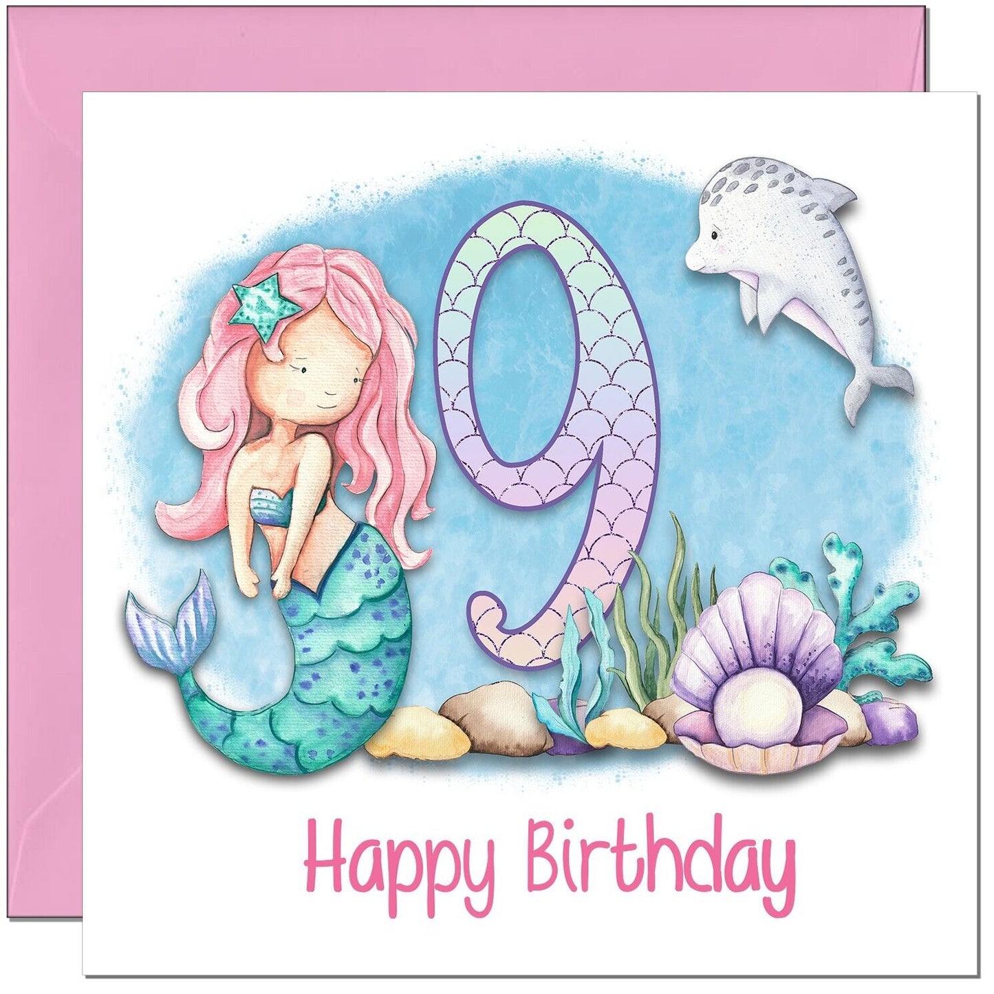 Birthday Card for Girls - Mermaid Birthday Card - Cute