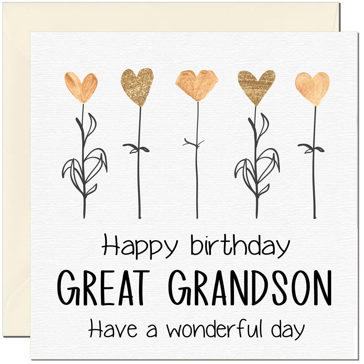Birthday Card - Eco Friendly Elegant Heart Flowers Beautiful