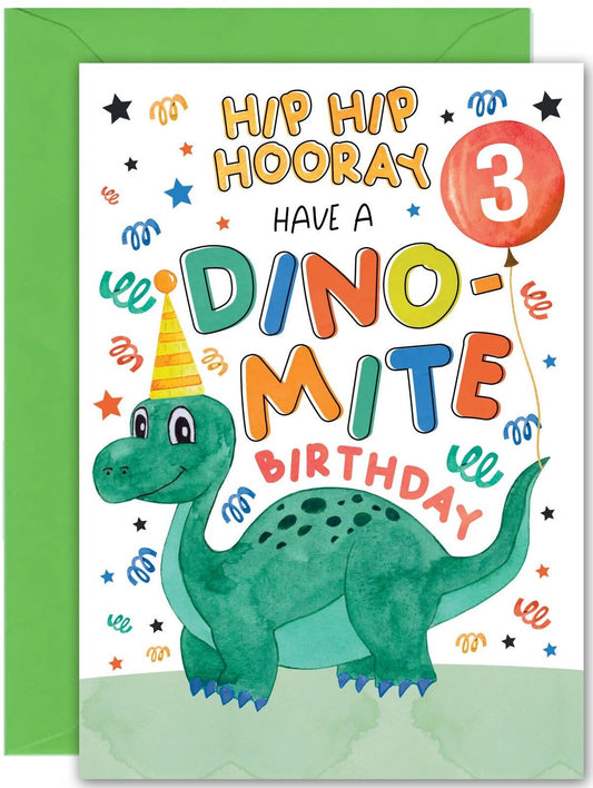 Dinosaur Birthday Card - Large A5 Size - T-Rex Children's Kids