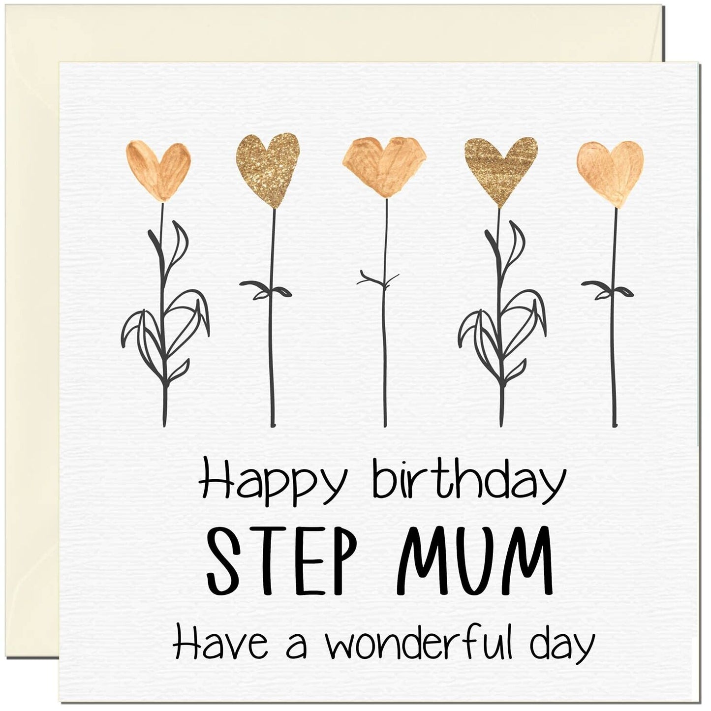 Birthday Card - Eco Friendly Elegant Heart Flowers Beautiful