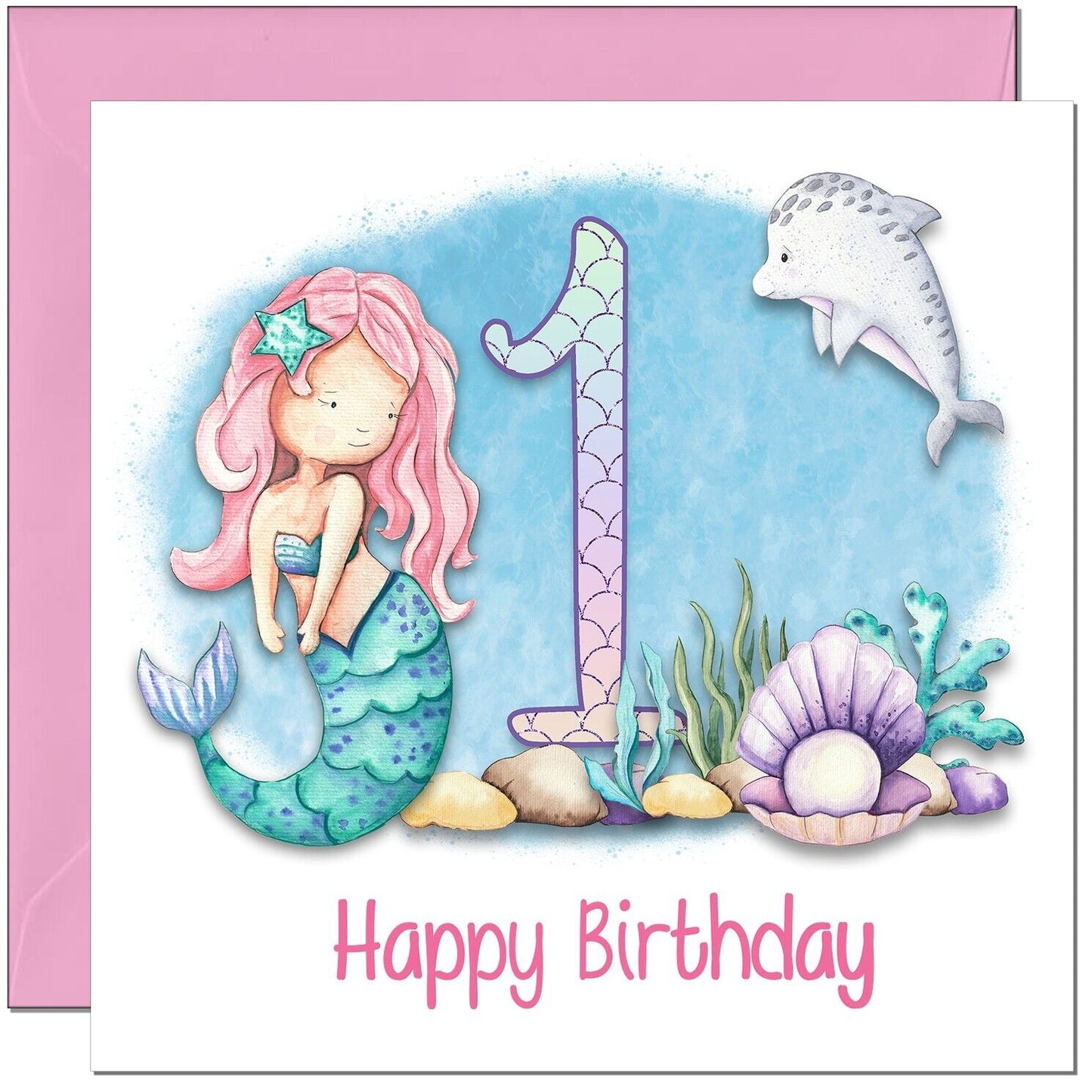 Birthday Card for Girls - Mermaid Birthday Card - Cute