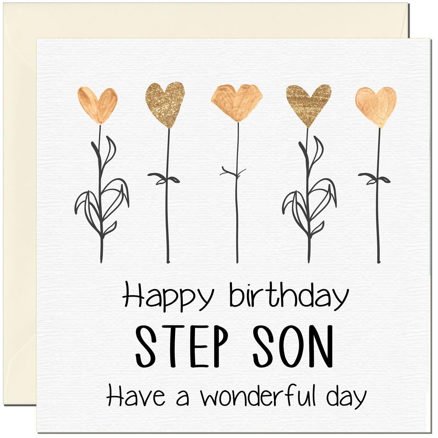 Birthday Card - Eco Friendly Elegant Heart Flowers Beautiful