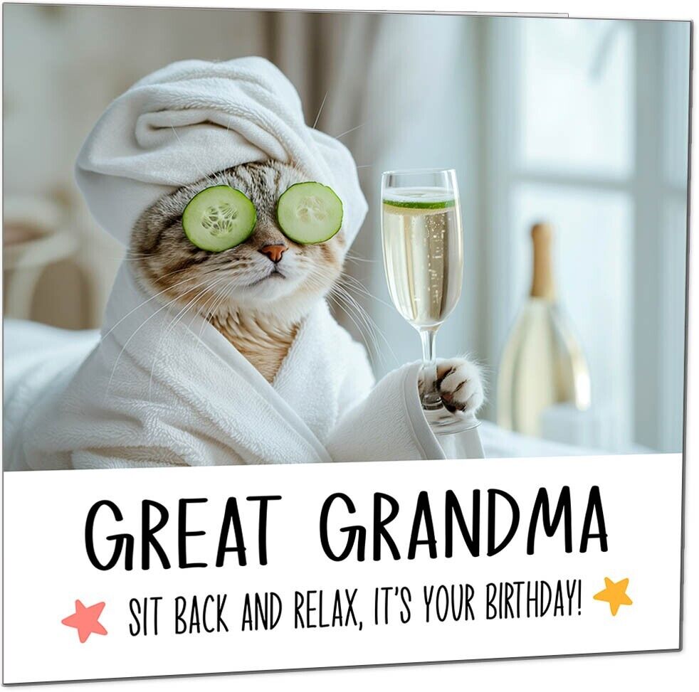 Birthday Card - Sit back and Relax Cat Spa - Funny