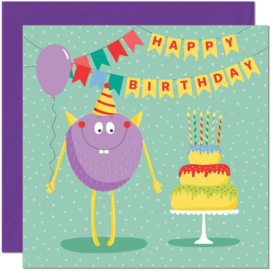 Fun Kids Birthday Card - Boys Girls Cute Happy Birthday Card 145 x 145mm