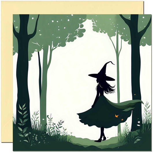 Witch Woodland Forest Greeting Card - Fantasy Greeting Card - 145mm x 145mm