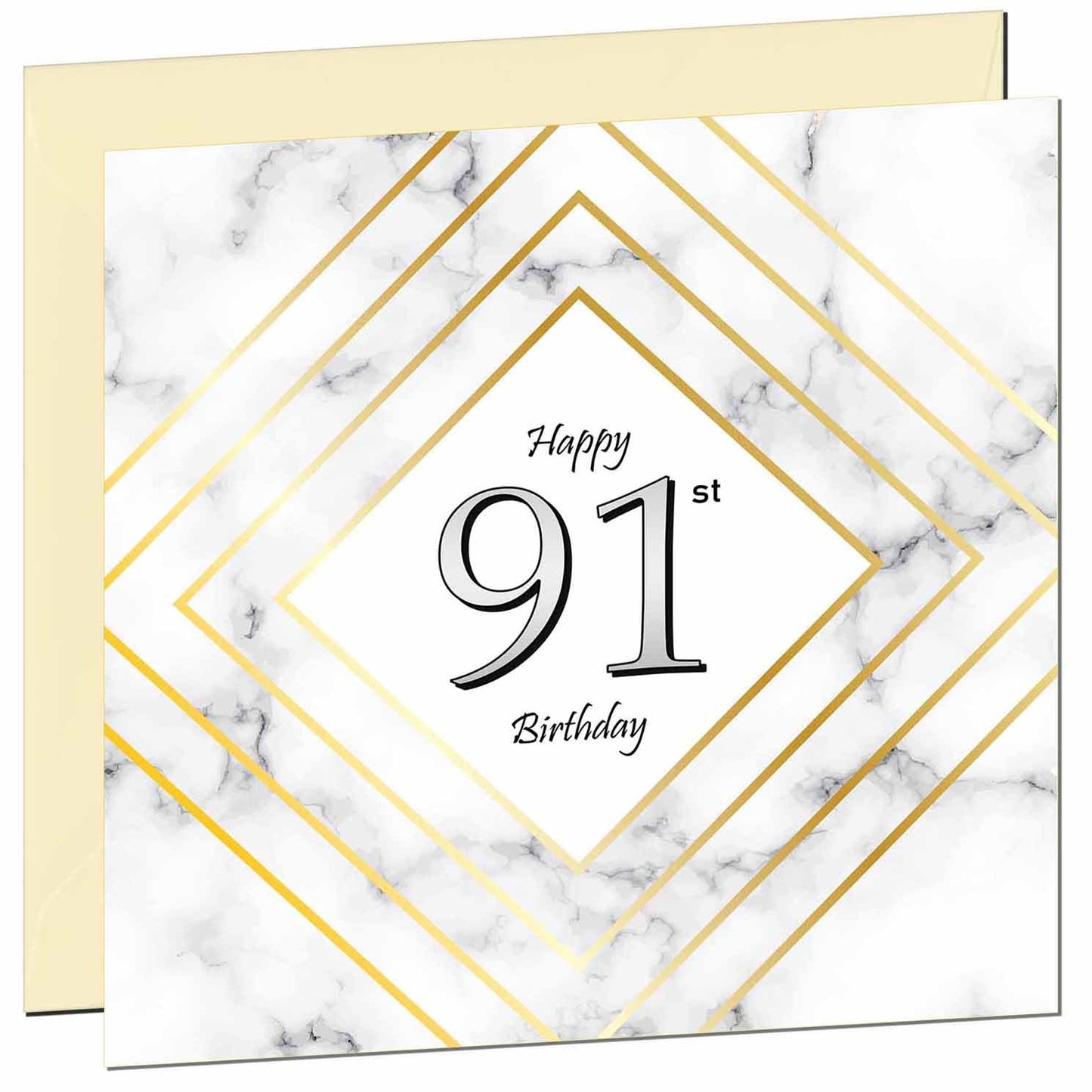 Birthday Card for Men Women - White Marble Gold - Birthday Cards for 59 year old Man FIfty Nine, Fifty Ninth Dad Grandad Grandpa Uncle Bday Gift Nan Mum Aunt