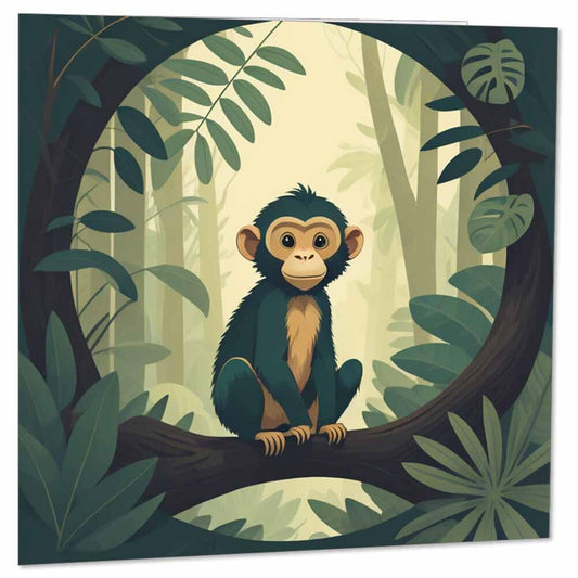 Monkey Greeting Card - Monkey Jungle Birthday Cards 145 x 145mm