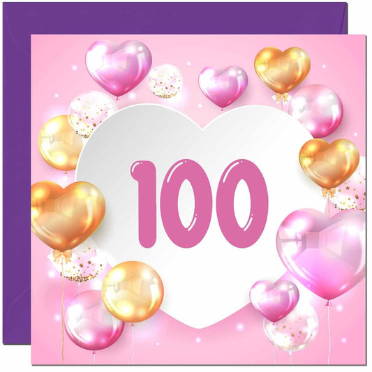 Birthday Card for women Girls Pink Balloon Numbers