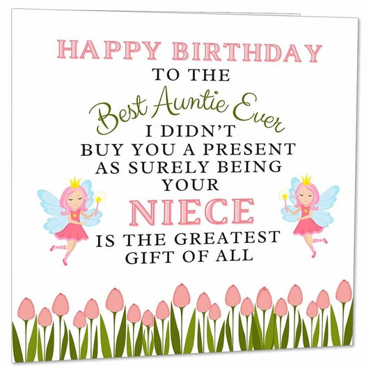 Birthday Card for Aunty From Niece - Funny Auntie Birthday Cards 145 x 145mm