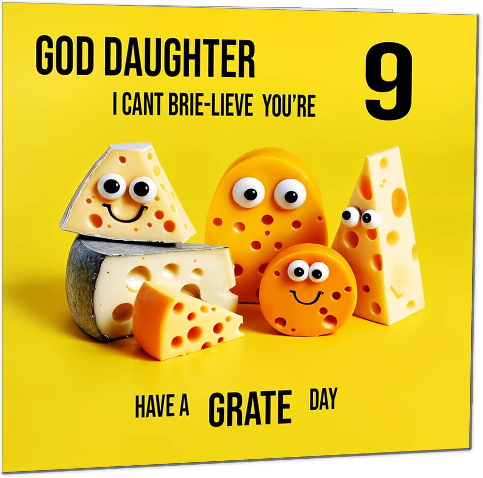 God Daughter Birthday Card - Cheese Pun Funny God Daughters