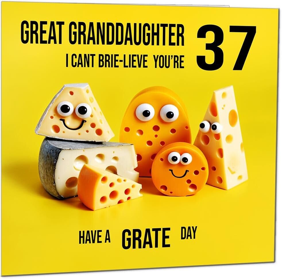 Great Granddaughter Birthday Card - Cheese Pun Funny Great Granddaughers