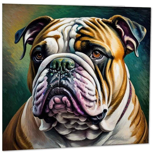 Bulldog Greeting Card - British Bulldog Card illustration 145mm x 145mm
