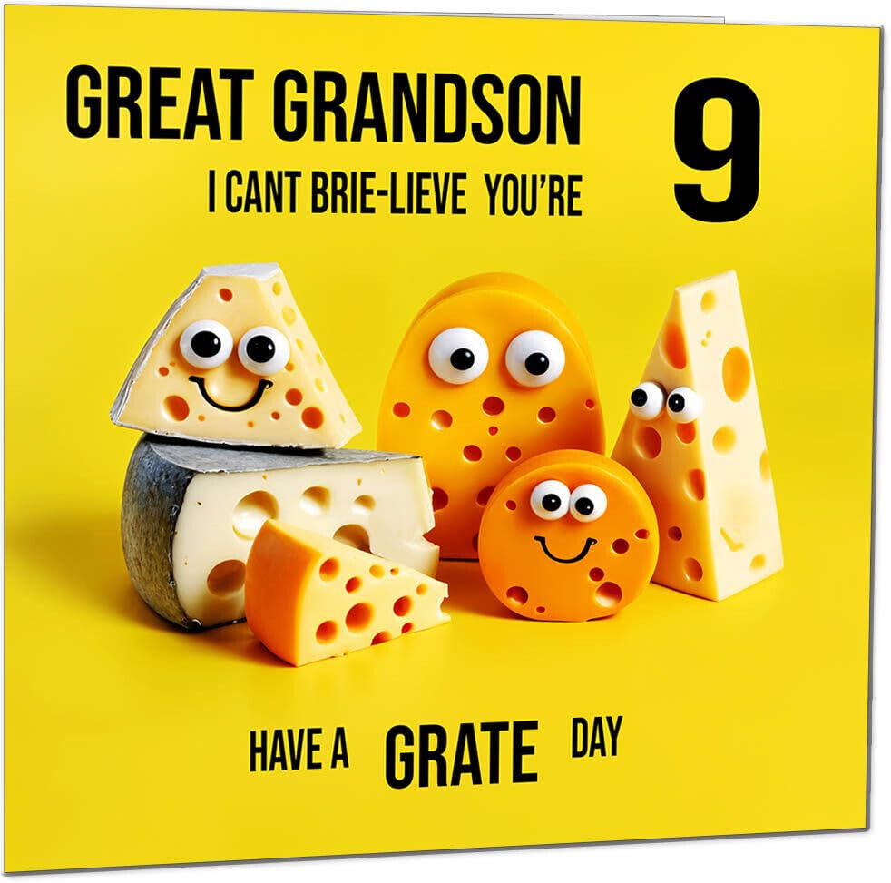 Great Grandson Birthday Card - Cheese Pun Funny Great Grandson