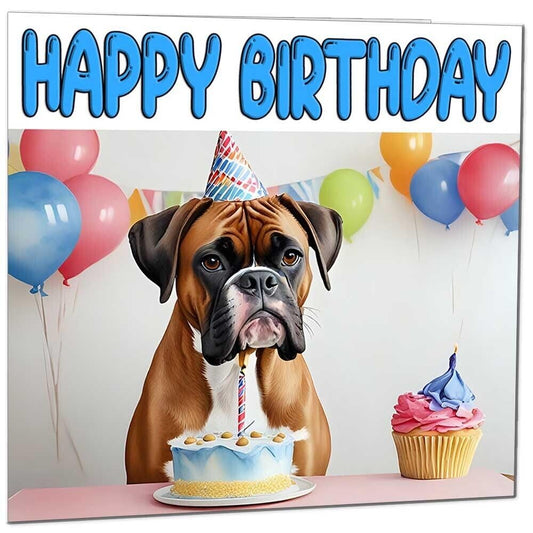 Boxer Dog Birthday Card - Fun Dog Birthday Card 145 x 145mm