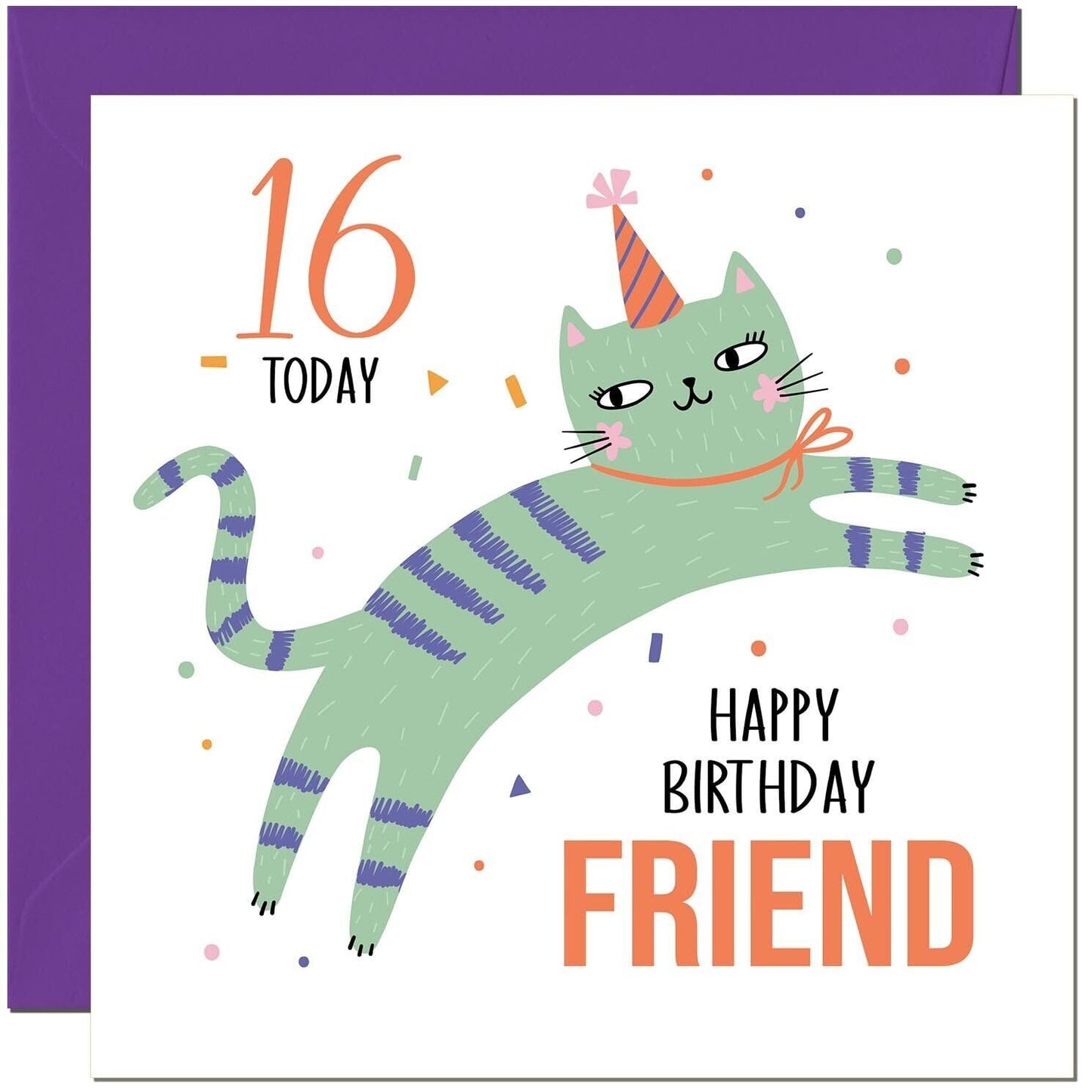 Friends Birthday Card for Kids Cat Cute Friend