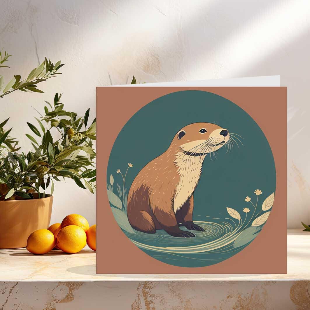 Otter Greeting Card Otters birthday card 145 x 145mm