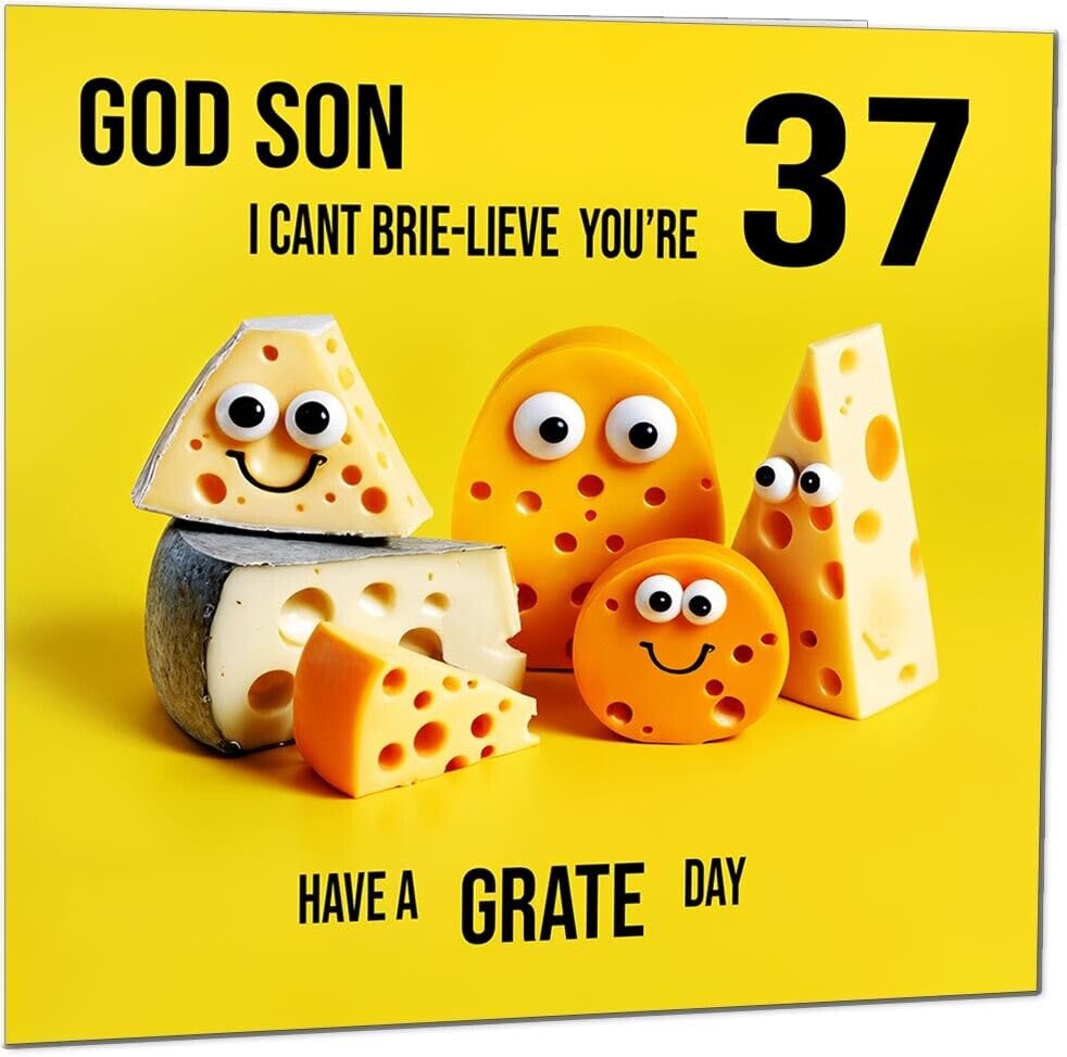 God Son Birthday Card - Cheese Pun Funny God Son's