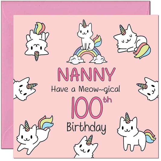Nanny Birthday Card - Funny Cat Cute Grandma