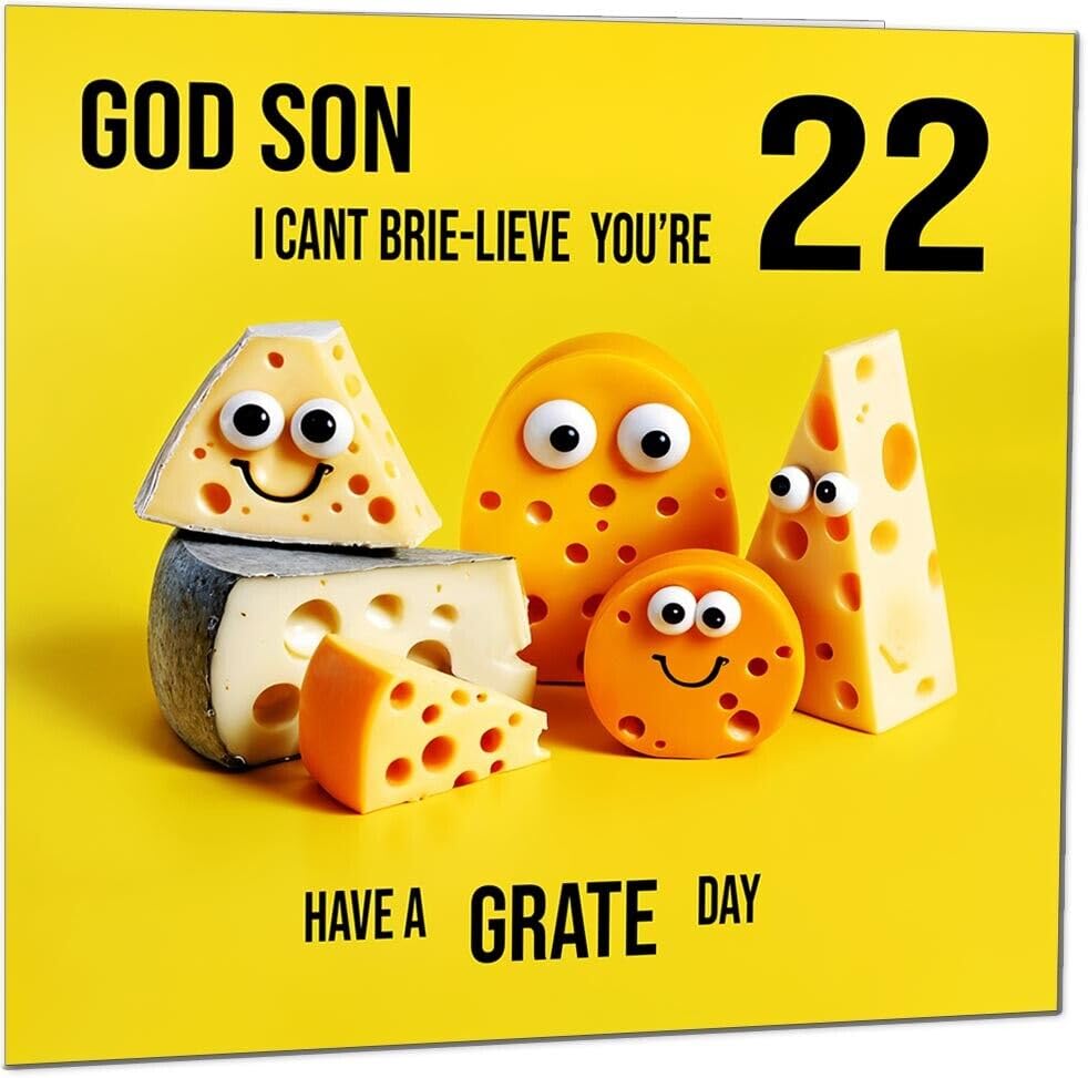 God Son Birthday Card - Cheese Pun Funny God Son's