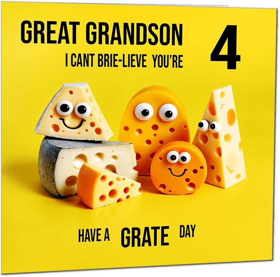 Great Grandson Birthday Card - Cheese Pun Funny Great Grandson