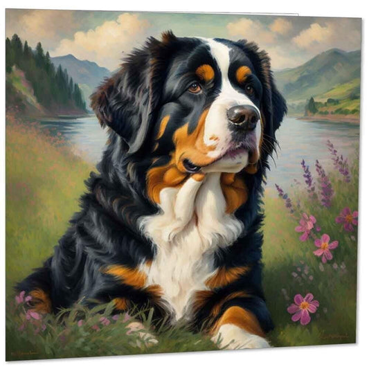 Bernese mountain dog Greeting Card - Dog illustration 145mm x 145mm