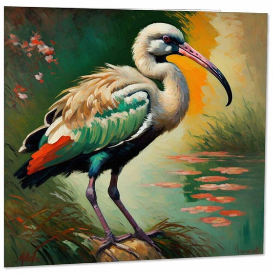Ibis Greeting Card Animal Impressionism Art 145mm x 145mm