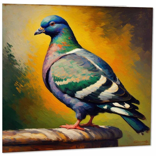 Pigeon Greeting Card Animal Impressionism Art 145mm x 145mm