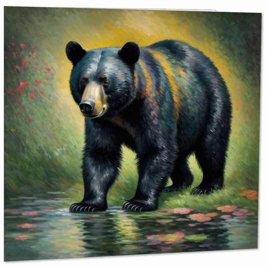Black Bear Greeting Card Impressionist Art 145mm x 145mm