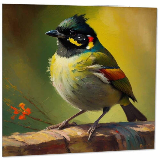 Bulbul Greeting Card Bird Impressionism Art 145mm x 145mm