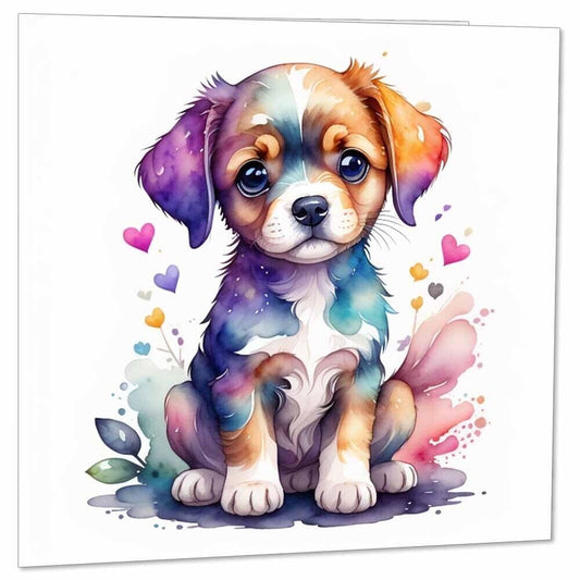 Watercolour Dog Greeting Card Birthday Card 145 x 145mm