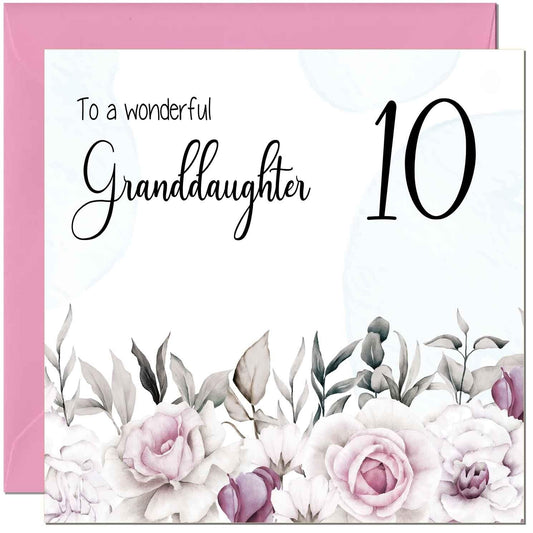 Granddaughter Birthday Card for Granddaughter Floral Elegant