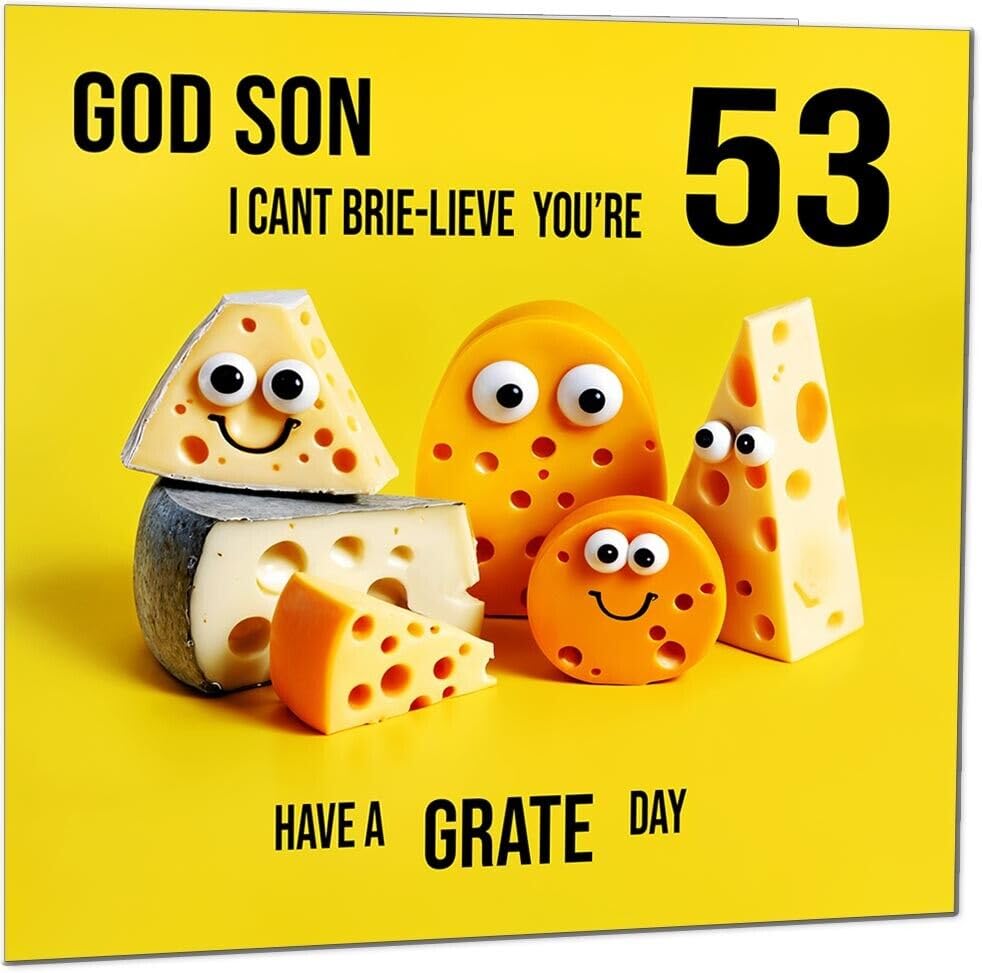 God Son Birthday Card - Cheese Pun Funny God Son's