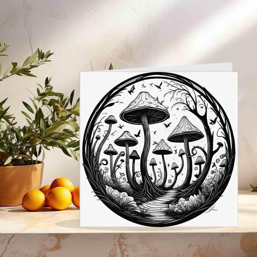 Gothic Toadstools Greeting Card Mushrooms 145 x 145mm