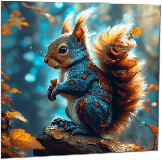 Squirrel Greeting Card - Beautiful Squirrel Autumn Birthday Card 145 x 145mm