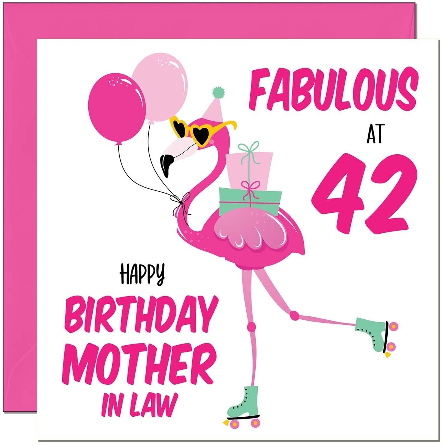 Mother In Law Birthday Card - Fabulous Flamingo - Pink Cute Mother-In-Laws