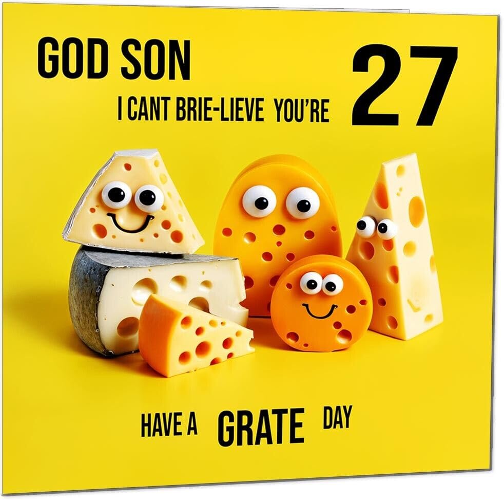 God Son Birthday Card - Cheese Pun Funny God Son's