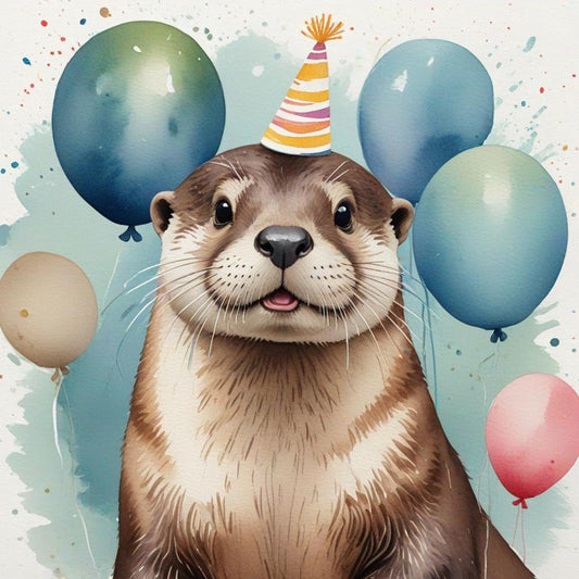 Otter Birthday Card - Happy birthday Otter Card 145 x 145mm