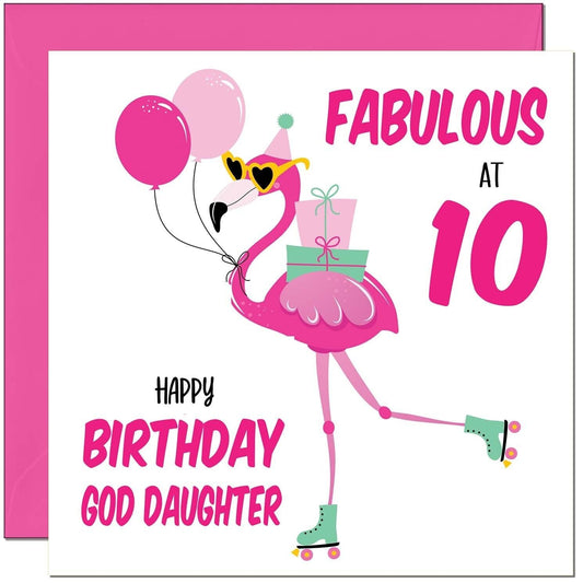 God Daughter Birthday Card - Fabulous Flamingo - Pink Cute God-Daughters