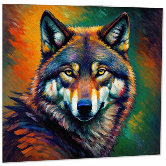 Wolf Greeting Card - Animal Impressionism Art Card 145mm x 145mm