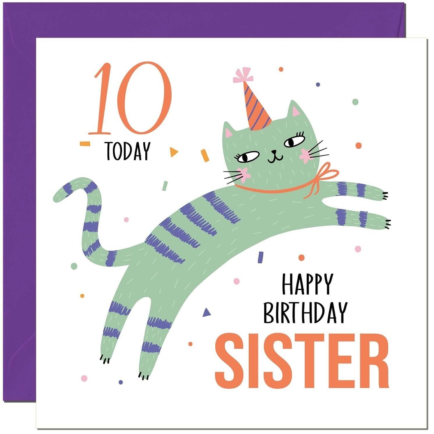 Sister Birthday Card for Kids Cat Cute Sisters