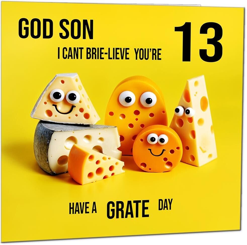 God Son Birthday Card - Cheese Pun Funny God Son's