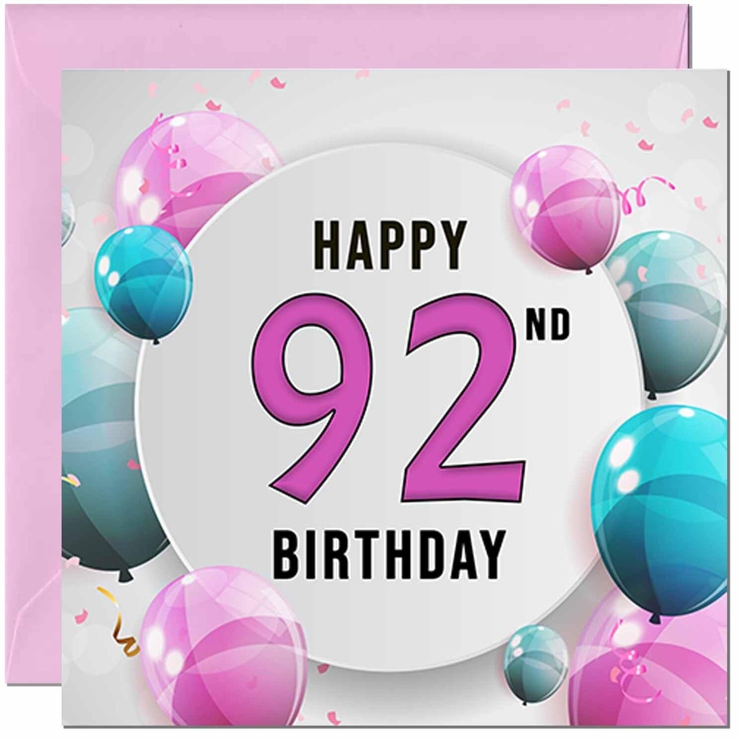 Birthday Card for women - Pink Turquoise Balloon Number