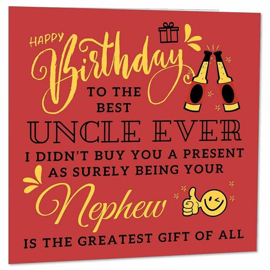 Uncles Birthday Card for Uncle From Nephew Funny Uncle birthday card 145 x 145mm