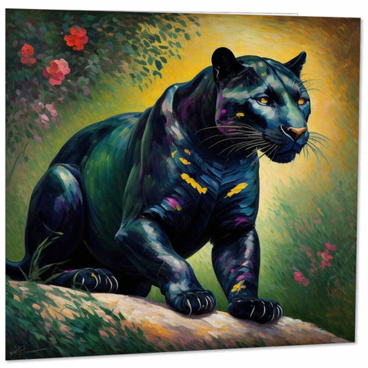 Panther Greeting Card - Animal Impressionism Art 145mm x 145mm