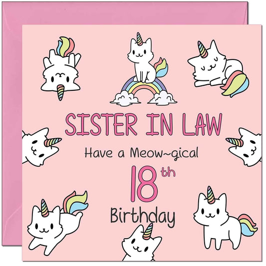 Sister in Law Birthday Card - Funny Cat Cute Sister-in-Laws