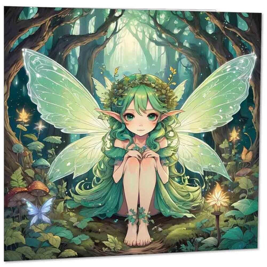 Fairy Greeting Card - Woodland Fantasy Magical Pixie birthday card 145mm x 145mm