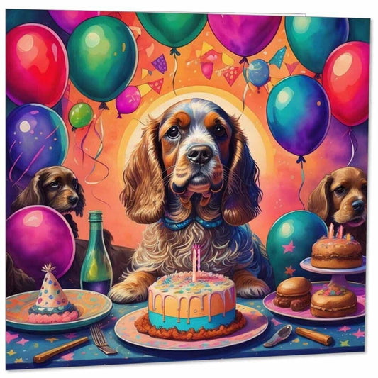 Cocker Spaniel Birthday Card - Dog Cocker Spaniel bday Card 145mm x 145mm