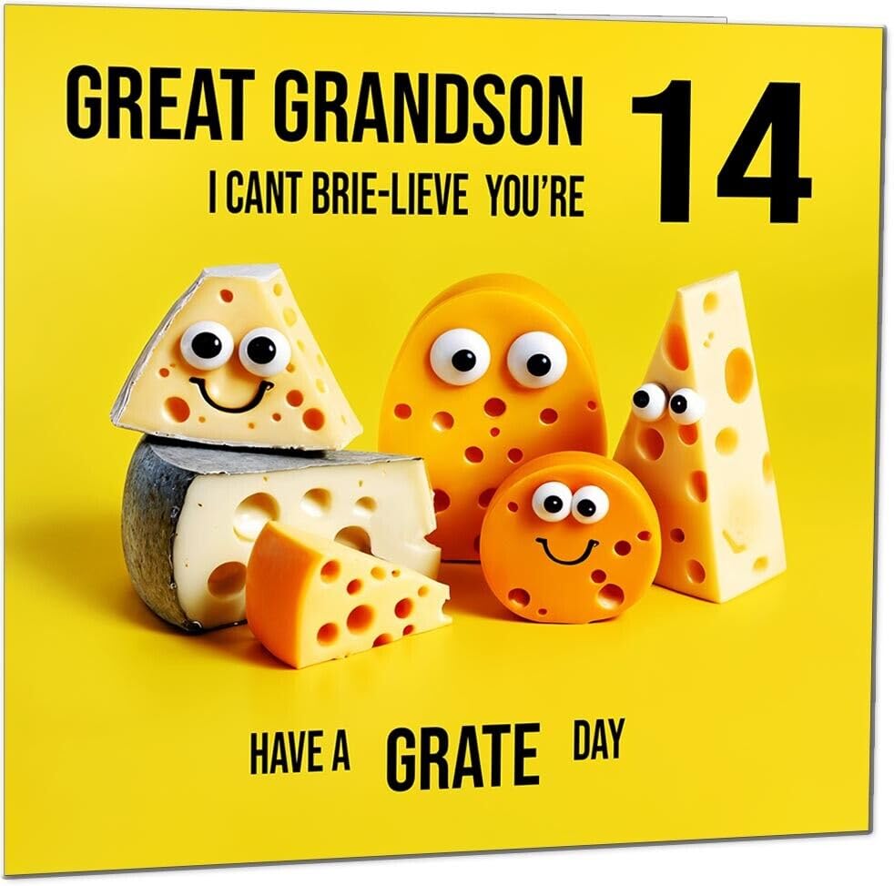 Great Grandson Birthday Card - Cheese Pun Funny Great Grandson