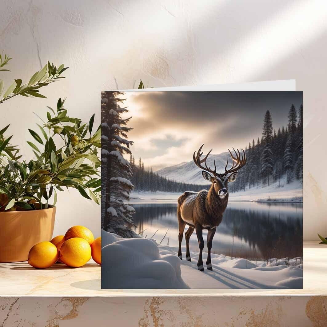 Reindeer Greeting Card Winter Christmas Cards 145 x 145mm