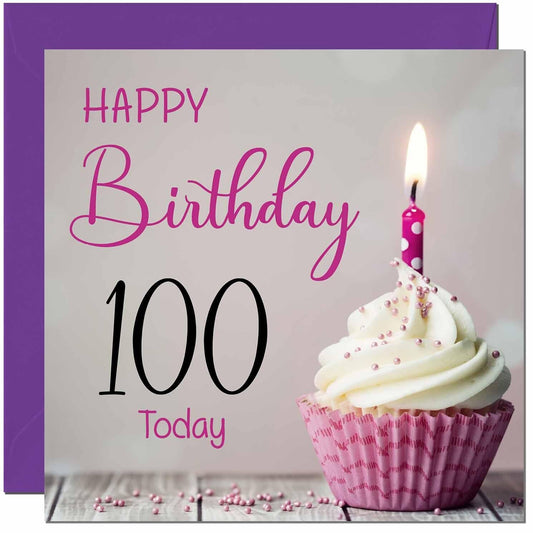 Birthday Card for Women Men Pink Grey Cupcake